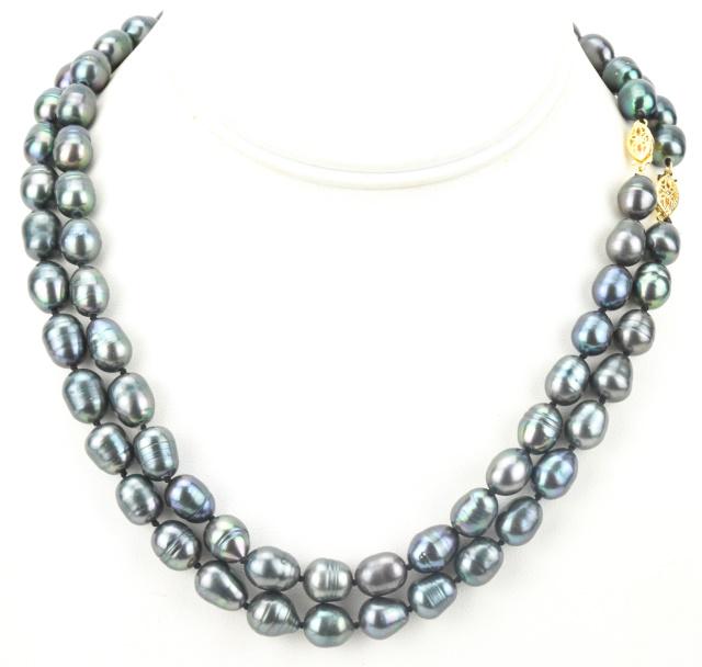 Pair of Tahitian Black Baroque Pearl Necklaces (1 of 6)