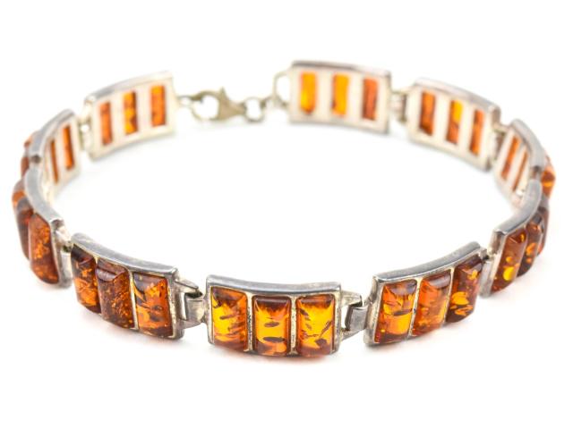 Sterling Silver & Amber Articulated Panel Bracelet (1 of 7)