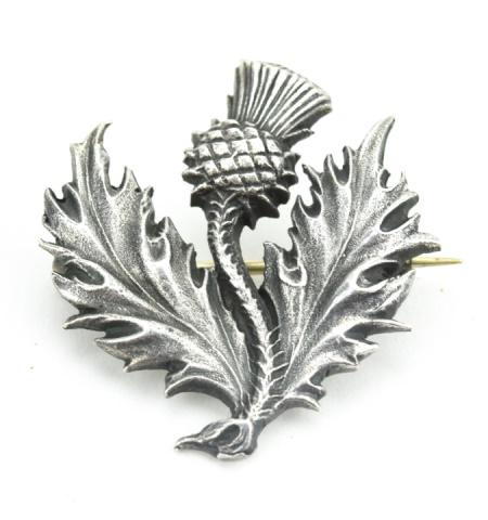 Antique Hallmarked Silver Scottish Thistle Brooch (1 of 5)