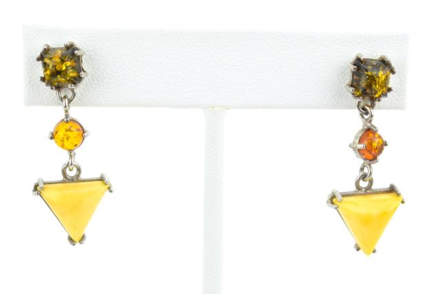 Sterling Silver Baltic & Egg Yolk Amber Earrings (1 of 6)