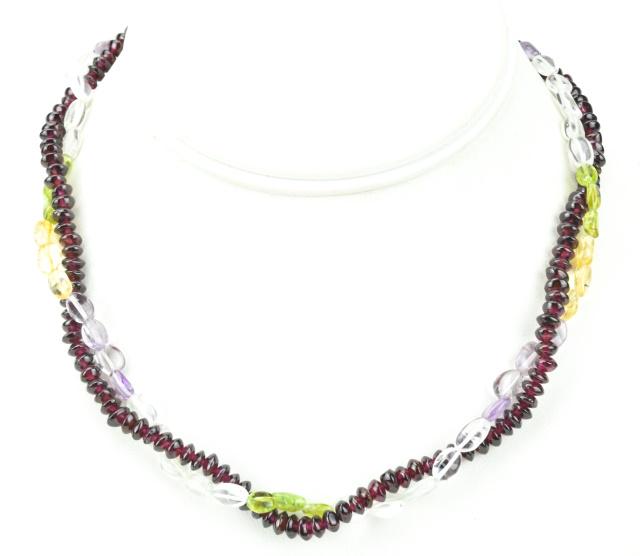 Sterling Garnet Citrine Peridot Gemstone Necklace (1 of 7)