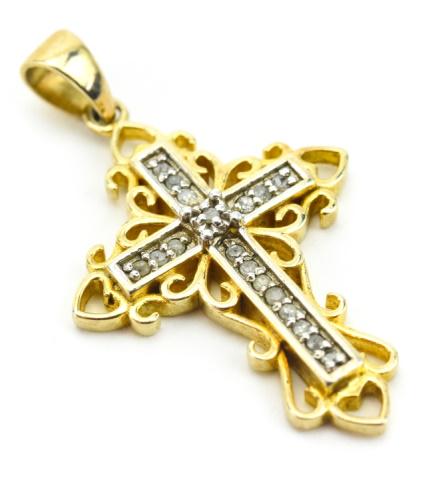 Gold Over Sterling Pave Diamond Set Cross Pendant (1 of 5)