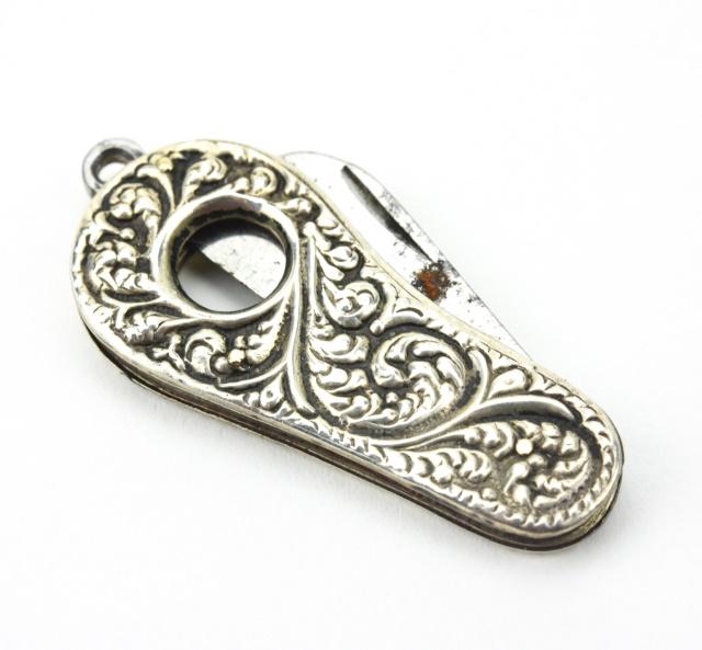 Antique 19th C Sterling Cigar Cutter Pendant / Fob (1 of 5)