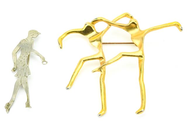 Vintage Figural Dancer Brooch & Art Deco Lady Pin (1 of 7)