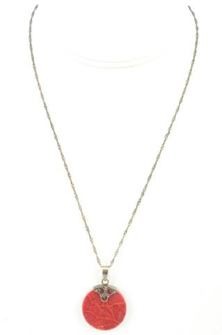 Sterling Silver Necklace Chain & Red Sponge Coral (1 of 7)
