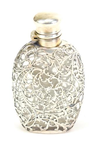 Antique Victorian Flask w Sterling Silver Overlay (1 of 8)