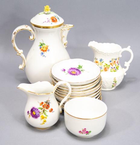 Meissen Floral Teapot, Creamer, & Bowls (1 of 9)