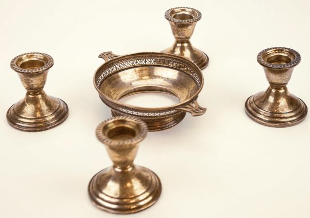 Sterling Table Items Including Candlesticks (1 of 4)