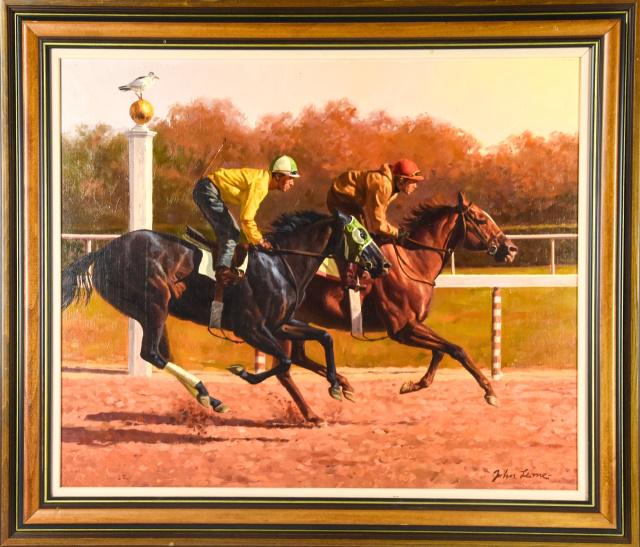 John Leone Realist Oil Painting of Horse Race (1 of 7)