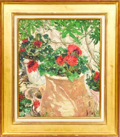 Gerard Isirdi Still Life Oil Painting Geraniums (1 of 8)