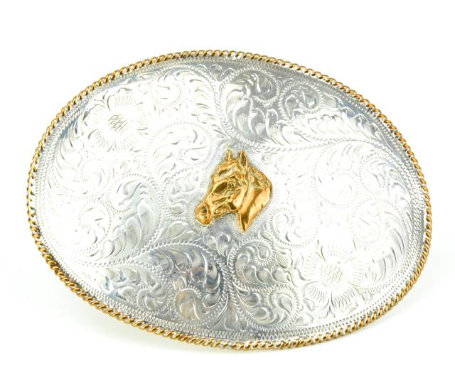 Vintage Large Native American Sterling Belt Buckle (1 of 8)