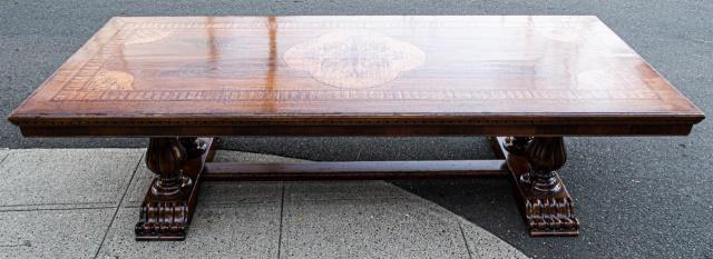 10 FT Dutch Marquetry Trestle Base Dining Table (1 of 6)