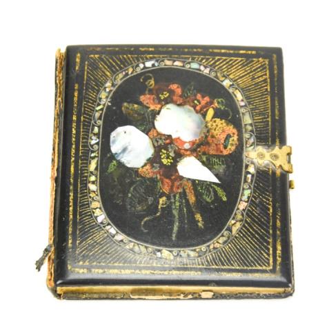 Antique Daguerreotype in Black Lacquer Frame w MOP (1 of 6)