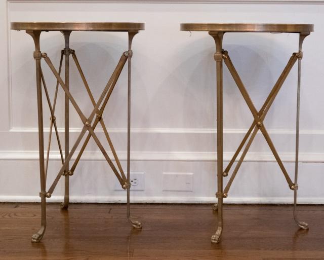 Pair Jansen Style Brass Tone Side Tables (1 of 6)