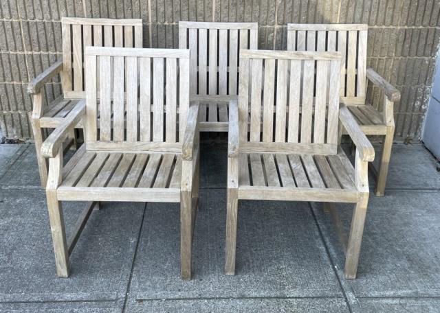 Set 5 Nauteak Teak Outdoor Dining Chairs