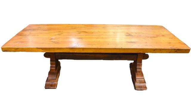 Antique 8 Ft Refectory Trestle Base Dining Table (1 of 5)