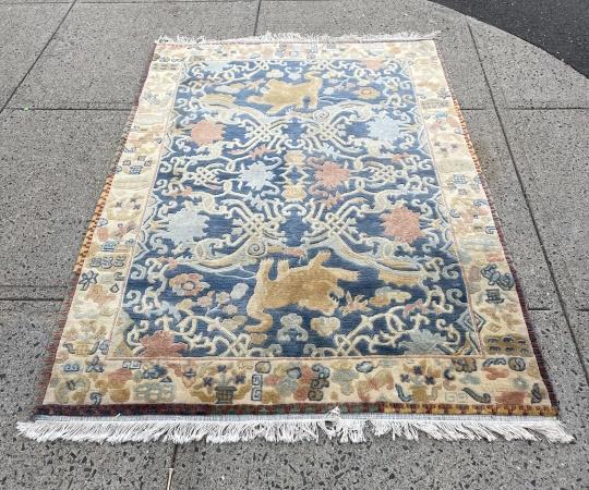 Nepali Hand Knotted Wool Area Carpet w Lion Motif (1 of 6)