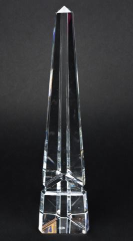 Baccarat France 15 Inch Crystal Obelisk: Baccarat France 15 Inch Crystal Obelisk. Signed. 15 inches x 3 inches.