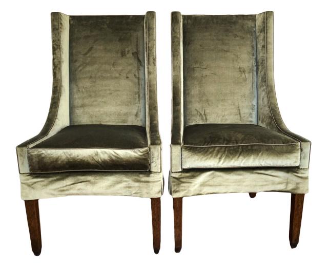 Pair of Custom Upholstered Holly Hunt Armchairs: Pair of Custom Upholstered Holly Hunt Armchairs. The pair of chairs were purchased at Holly Hunt and then custom upholstered at Anthony Lawrence Belfair. Each measures 41.5 x 23 x 21 inches, floor to 