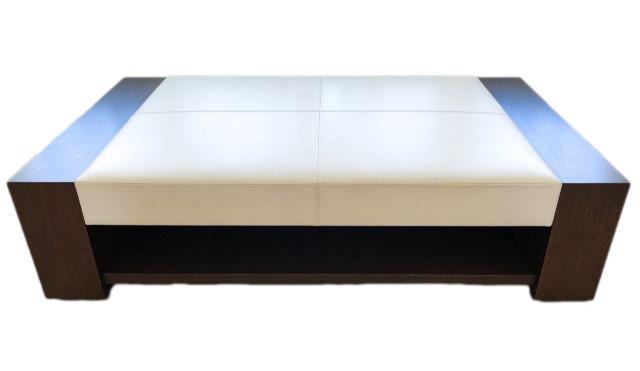 Holly Hunt Leather & Wood Ottoman Coffee Table (1 of 7)