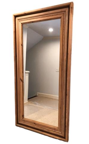 Antique Pine Wood Framed Full Length Mirror (1 of 4)
