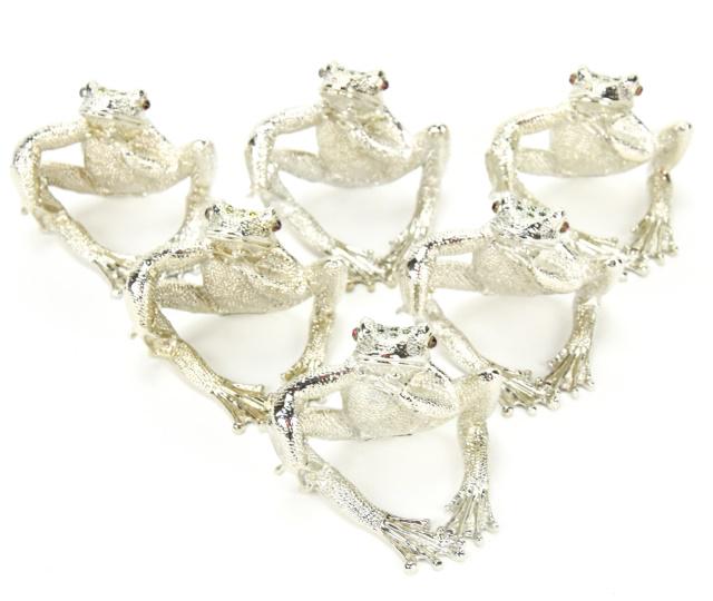 6 L'Objet Jeweled Silver Frog Place Card Holders (1 of 7)