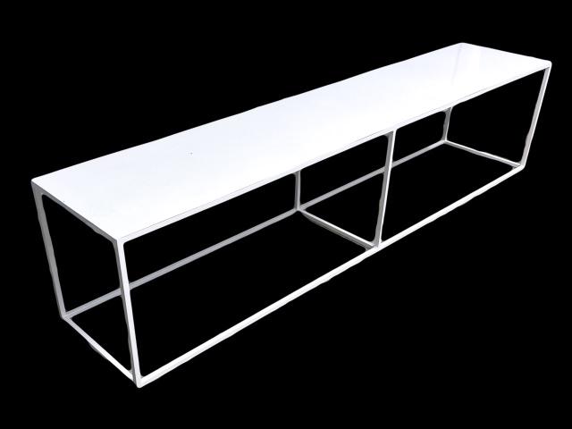 Large Scale Contemporary Modern White Metal Bench (1 of 5)