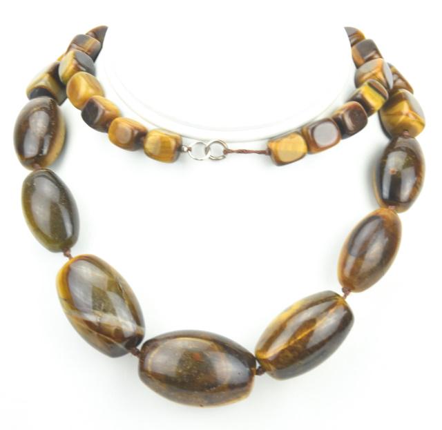 Vintage Natural Tiger's Eye Necklace w Large Beads (1 of 7)