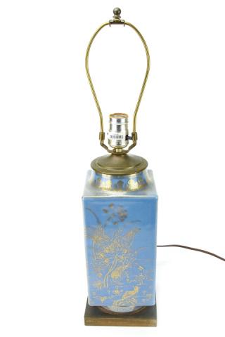 Chinoiserie Blue Glazed Gilt Porcelain Table Lamp (1 of 8)