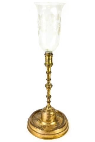 Antique Chased Brass Hurricane Candlestick (1 of 7)