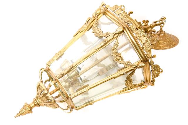 Neoclassical Gilt Bronze Porte Cochere Lantern (1 of 6)