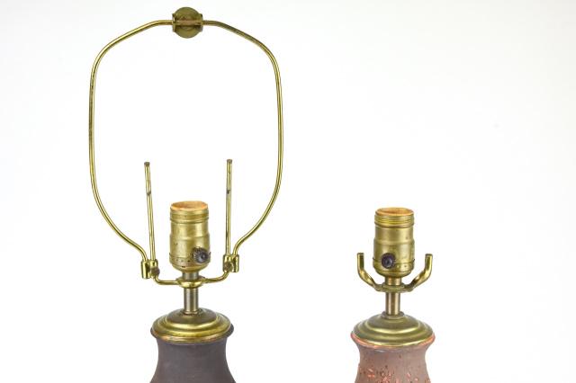 Pair Mid Century Stoneware Table Lamps (1 of 6)