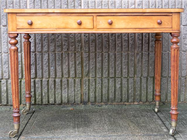 Antique English Regency Writing Desk on Castors (1 of 7)