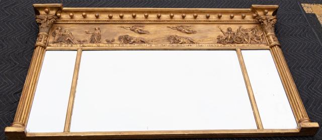 Antique Neoclassical Overmantel Mirror w Chariot (1 of 5)