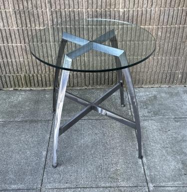 Modernist Chrome & Glass High Top Dining Table (1 of 6)
