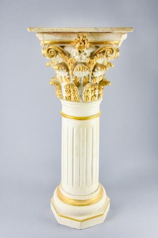 Neoclassical Marble Top Plaster Column / Pedestal (1 of 6)