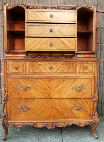 French Carved Antique Campaign Style Chest (1 of 12)