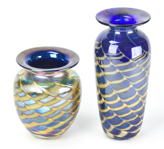 Contemporary Iridescent Carnival Blown Glass Vases (1 of 10)