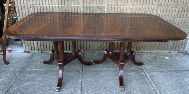 Henkel Harris Flame Mahogany Double Pedestal Table (1 of 6)