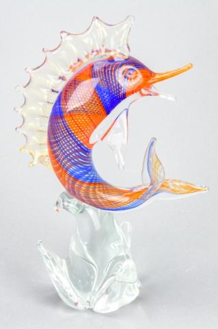 Vintage Hand Blown Murano Glass Sail Fish: Vintage Hand Blown Murano Glass Sail Fish. 12 inches x 7 inches in diameter.