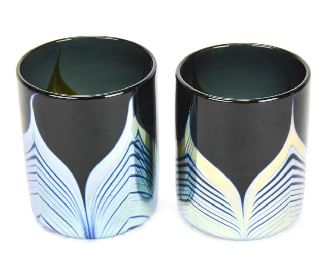 Pair Correia Feather Iridescent Glass Tumblers (1 of 9)