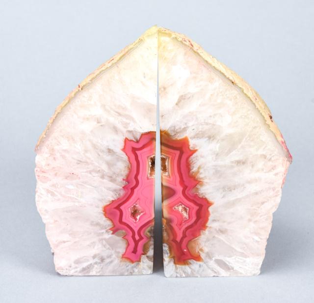 Pink Agate in Rose Quartz Geode Polished Book Ends (1 of 7)