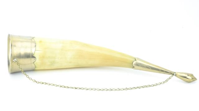 Engraved Silver Plated Horn w Chain (1 of 7)