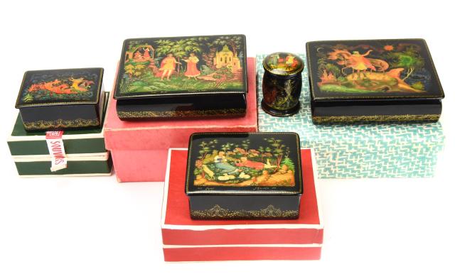 Collection Palekh Russian Lacquer Boxes (1 of 9)