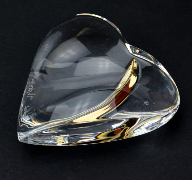 Signed Crystal Baccarat Heart Shaped Paper Weight (1 of 6)
