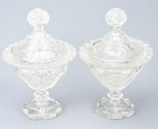 Pair Antique C 1810 Georgian English Crystal Urns (1 of 11)