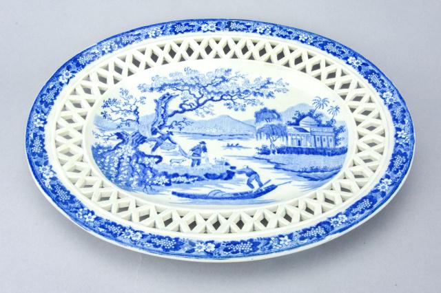 Antique 19th C English Reticulated Border Platter (1 of 9)