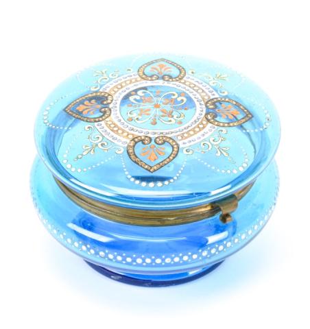 Antique C 1900 Bohemian Glass Vanity Jar Box (1 of 9)