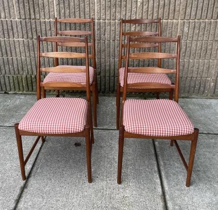 Mid C Teak Upholstered Ladder Back Dining Chairs (1 of 9)