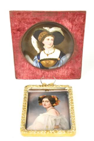 2 Antique Hand Painted Porcelain Portrait Plates (1 of 9)
